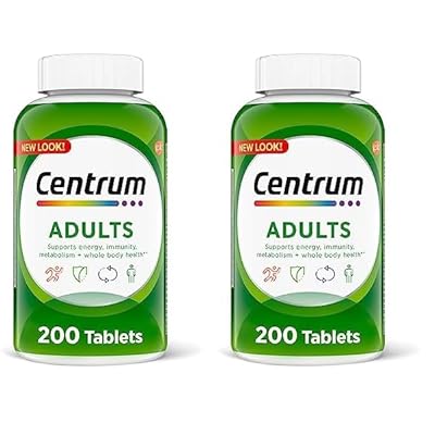 Centrum Adult MultivitaminMultimineral Supplement with Antioxidants, Zinc, Vitamin D3 and B Vitamins, Gluten Free, Non-GMO Ingredients - 200 Count Pack of 2