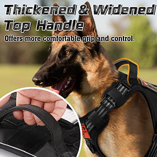 rabbitgoo Dog Harness Medium, Tactical Adjustable No Pull Harness, Military Dog Harness with Molle Panel, Reflective Soft Padded Pet Vest with Easy Control Handle for Walking Training, Black, M - Image 5