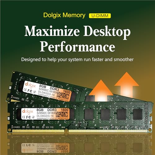 Image of Dolgix 8GB DDR3 |1600MHz RAM | Desktop RAM | Desktop Memory CL-11 U-DIMM | Long-DIMM | PC3-12800 | 2Rx8 Dual Rank | 3-Year Warranty- (Made in India).