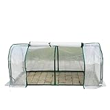 ビニールハウス 小型 温室 折りたたみ 組立式簡易温室 ガーデンハウス 横長 雨よけ 霜よけ 虫よけ 家庭用 花壇 園芸 (120x60x48cm,ホワイトカバー)