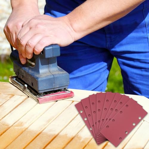 40 Stück Schleifpapier Klett Körnung 60 80 120 180 320 600 800 1000, 95x185mm Schleifpapier für Schwingschleifer, 8 Löcher Schleifblatt Set, Rechteckiges Schleifpad für Holz Metall Sandpapier