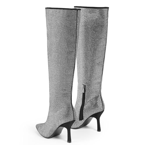 Women Knee High Boots 3 In Stiletto High Heel Pointed Toe Tall Boots Side Zipper Dress Long Boots3