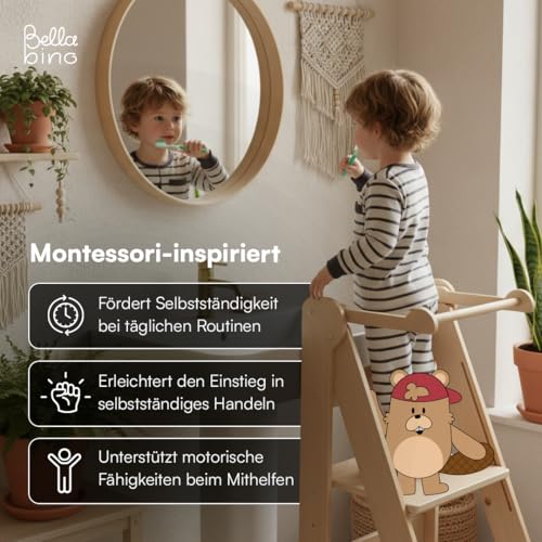 Bellabino Tay Lernturm ab 1 Jahr, Natur, klappbar, höhenverstellbar – Ansicht 3