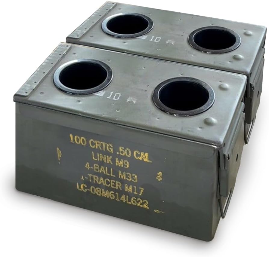 2 Military Cup Holders/Center Console Ammo Cans- Genuine Army Product, Used As is- Pair- Holds 4 Drinks Total, Fits Great into Humvee