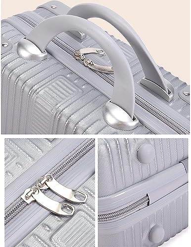 Image of Portable Hard Shell Cosmetic Travel Case, Small Travel Hand Luggage with Elastic Band, Mini ABS Carrying Makeup Case Suitcase (Grey)