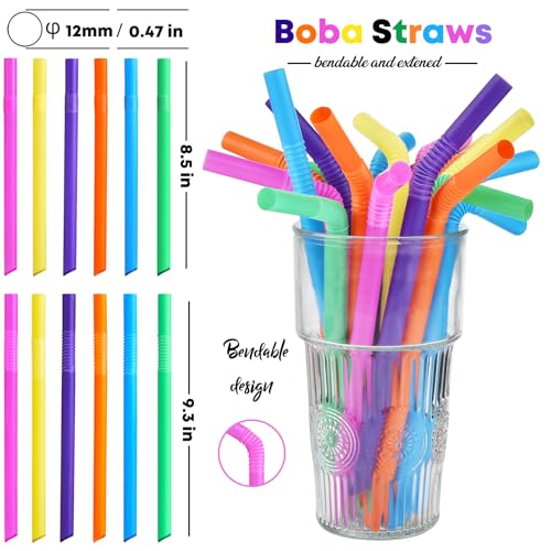 ALINK 100 PCS Jumbo Pitillos de Plástico Flexibles 8.5" miniatura 2