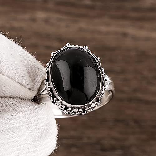 Black Star Gemstone Ring, Solid 925 Sterling Silver Statement Prong Ring, Handmade Ring For Women, Birthstone, Promise Minimalist Bridal Designer Ring, Christmas Day Gift (Us - 7) #TOP2