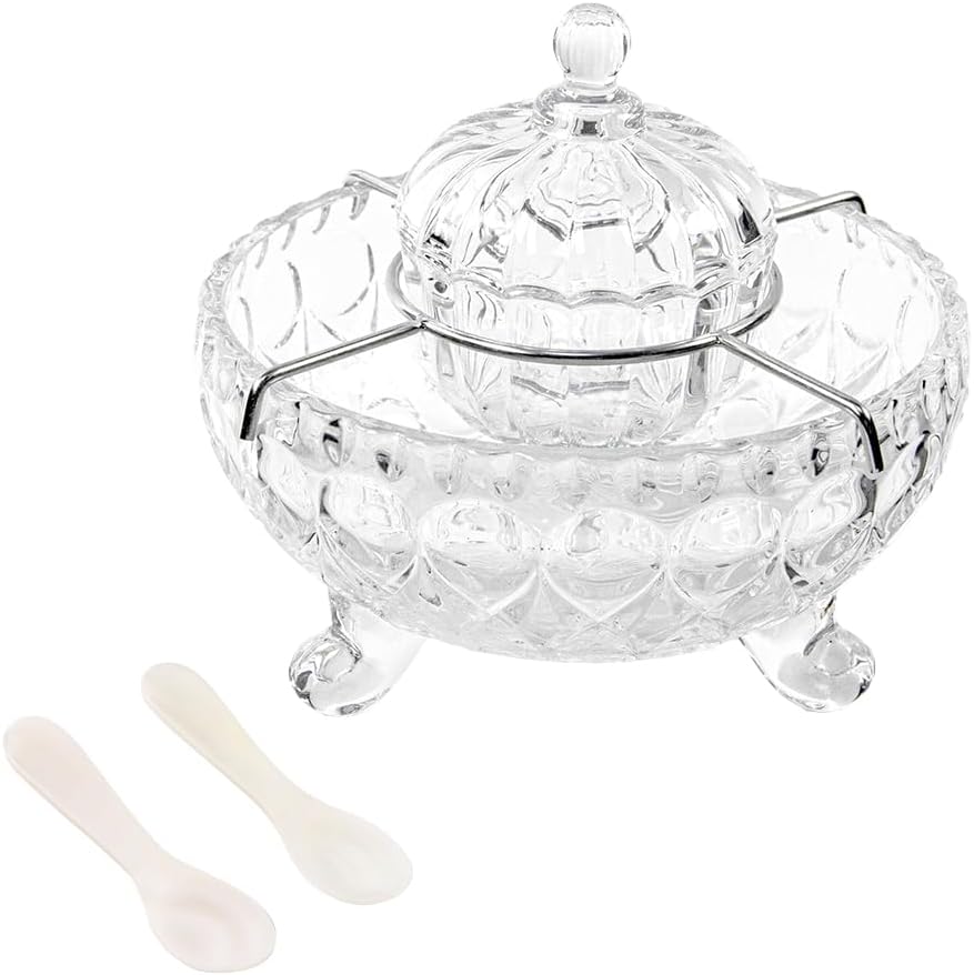 DUEBEL Caviar Server Set with 2 Mother of Pearl Spoons - Elegant Droplet Pattern Serving Bowl for Caviar, Shrimp, and More in Kitchen, Restaurant and Catering Events