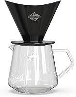 Vista 1 de Juego de cafetera, gotero de café de cerámica negra con filtro de papel V60, servidor de vidrio de café de 22.0 fl oz para cafetería, restaurante