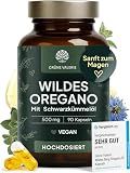 GRÜNE VALERIE® Oregano Öl Kapseln [HOCHDOSIERT] – DuoKomplex mit Schwarzkümmelöl 90 Stück – 82% Carvacrol Wildes Berg Oreganoöl – 500mg Kapseln vegan & magensaftresistent – laborgeprüft & ohne Zusätze