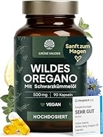GRÜNE VALERIE® Oregano Öl Kapseln [HOCHDOSIERT] – DuoKomplex mit Schwarzkümmelöl 90 Stück – 82% Carvacrol Wildes Berg Oreganoöl – 500mg Kapseln vegan & magensaftresistent – laborgeprüft & ohne Zusätze