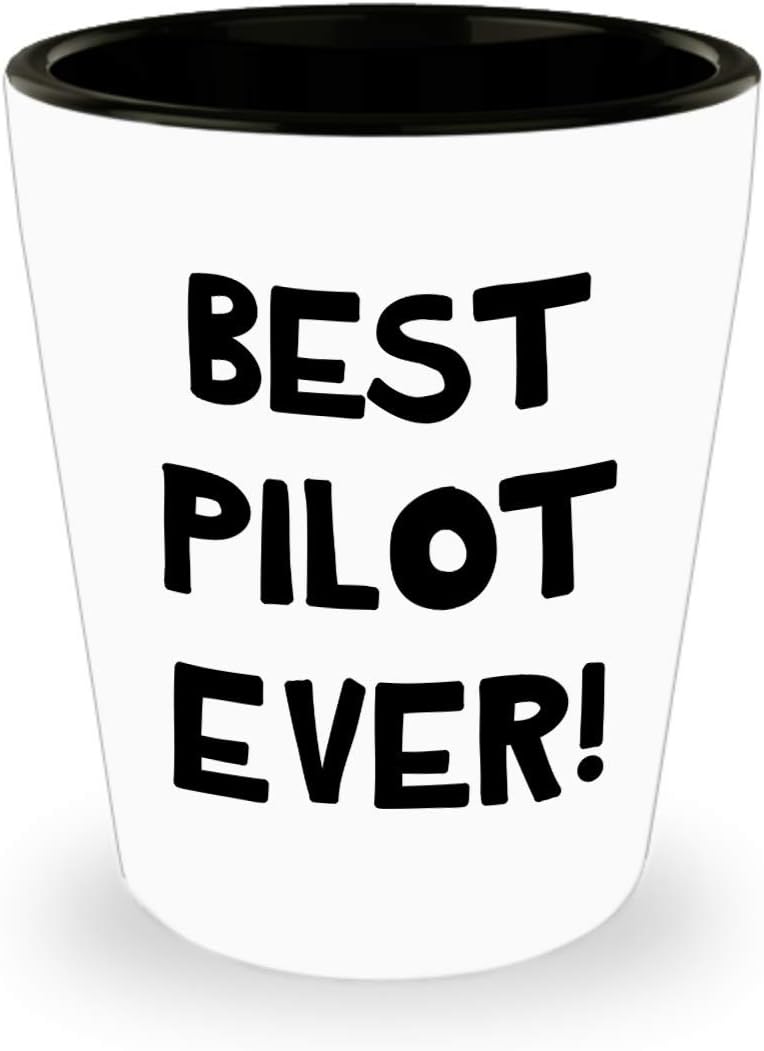 Novelty Gifts for Pilot Shotglass Shot Glass Drinkware – Aviation School Helicopter Aviator Airline Captain Aircraft Flight Navigator Airplane Plane Funny Cute Gag Appreciation Idea Award – BestEver