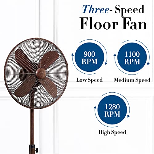 Decobreeze Adjustable Height Oscillating Outdoor Pedestal Fan, 18 In, Terra #TOP5