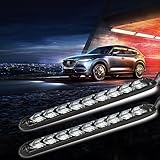 jaxiria 9 LED Arrow DRL Switchback Strips -White Amber Daytime Running Lights -12V Dynamic Flowing Sequential Turn Signal -Universal Car Styling LED for Car, SUV, Truck(2 x 25cm Black)