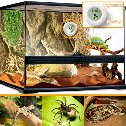 Image of 2 PCS White Reptile Thermometer and Humidity Gauge for Bearded Dragon Tank Accessories, Reptile Tank Accessories for Jumping Spider, Leopard Gecko, Hermit Crab, Gecko, Ball Python, Lizard