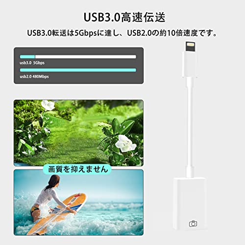undefined 【ニューモデル】Apple MFi認証 iPhone usb 変換アダプタ OTGケーブル データ双方向伝送 写真/動画/音楽/iPad/カメラ/MIDI/キーボード/DAC/マイク/マウス/iOSに対応 iPhone Lightning-USBカメラアダプタ の商品画像 3