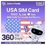 $7.09/mo Jethro Mobile | 1GB High-Speed Data | 1000 Minutes & Texts | Prepaid 3-in-1 SIM Card | Works with...