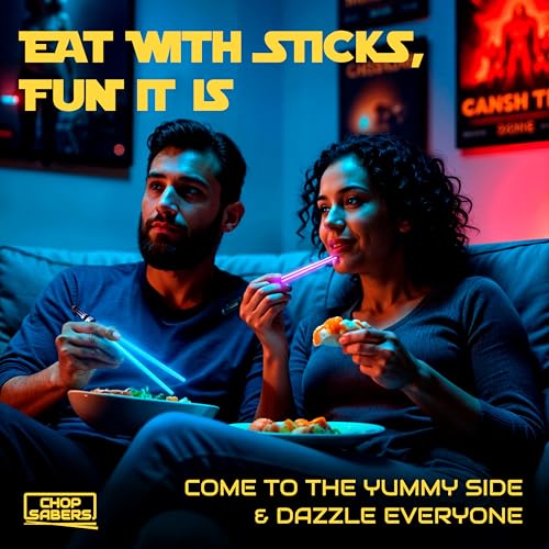 Lightsaber Chopsticks Light Up - LED Glowing Light Saber Star Wars Chop Sticks - Reusable Sushi Lightup Sabers Chopstick Set Of 1 Blue Pair #1