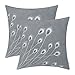 CaliTime Pack of 2 Supersoft Throw Pillow Covers Cases for Couch Bed Sofa Decor Peacock Feathers Embroidered 18 X 18 Inches Grey