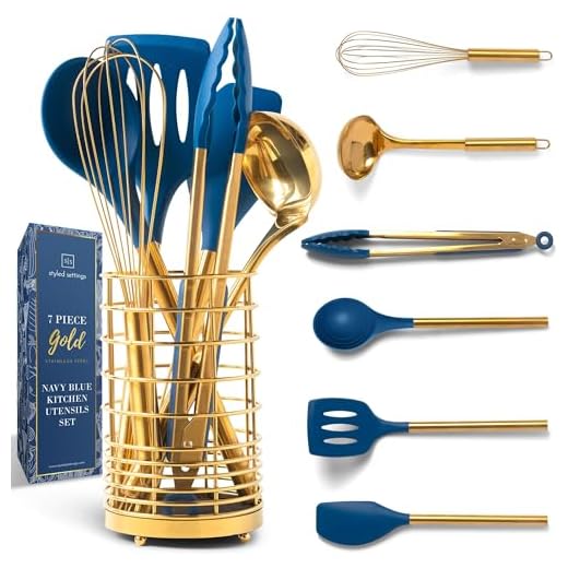 Elegant Gold and Navy Utensils Set