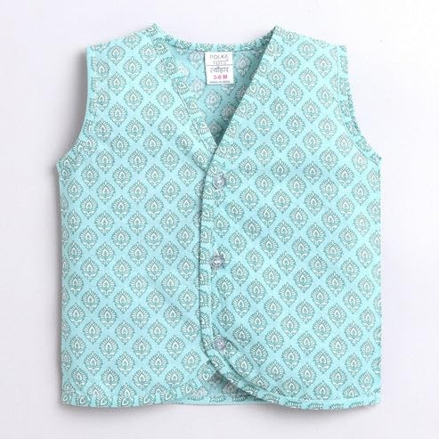 Image of POLKA TOTS 100% Organic Muslin Jhabla for Baby Boys & Girls | Unisex Half Sleeves Front Open Vest for Infants | Ultra-Soft, Breathable & Lightweight Summer Jabla Set | Regular Fit (Pack of 3)