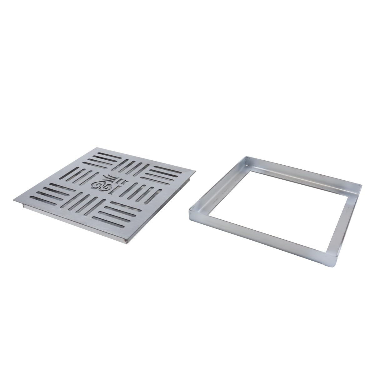 Grille de drainage en acier inoxydable, couvercle de caniveau de drainage extérieur, siphon de carré 200 x 200 x 20 x 2 mm avec cadre pour trottoir, cour, patio, commerce