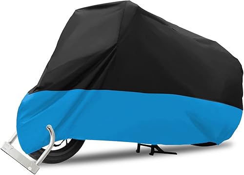 Miniatura 8 de Cubierta negra para motocicleta para todas las estaciones, resistente al viento, impermeable, protección al aire libre, para scooter, tour,