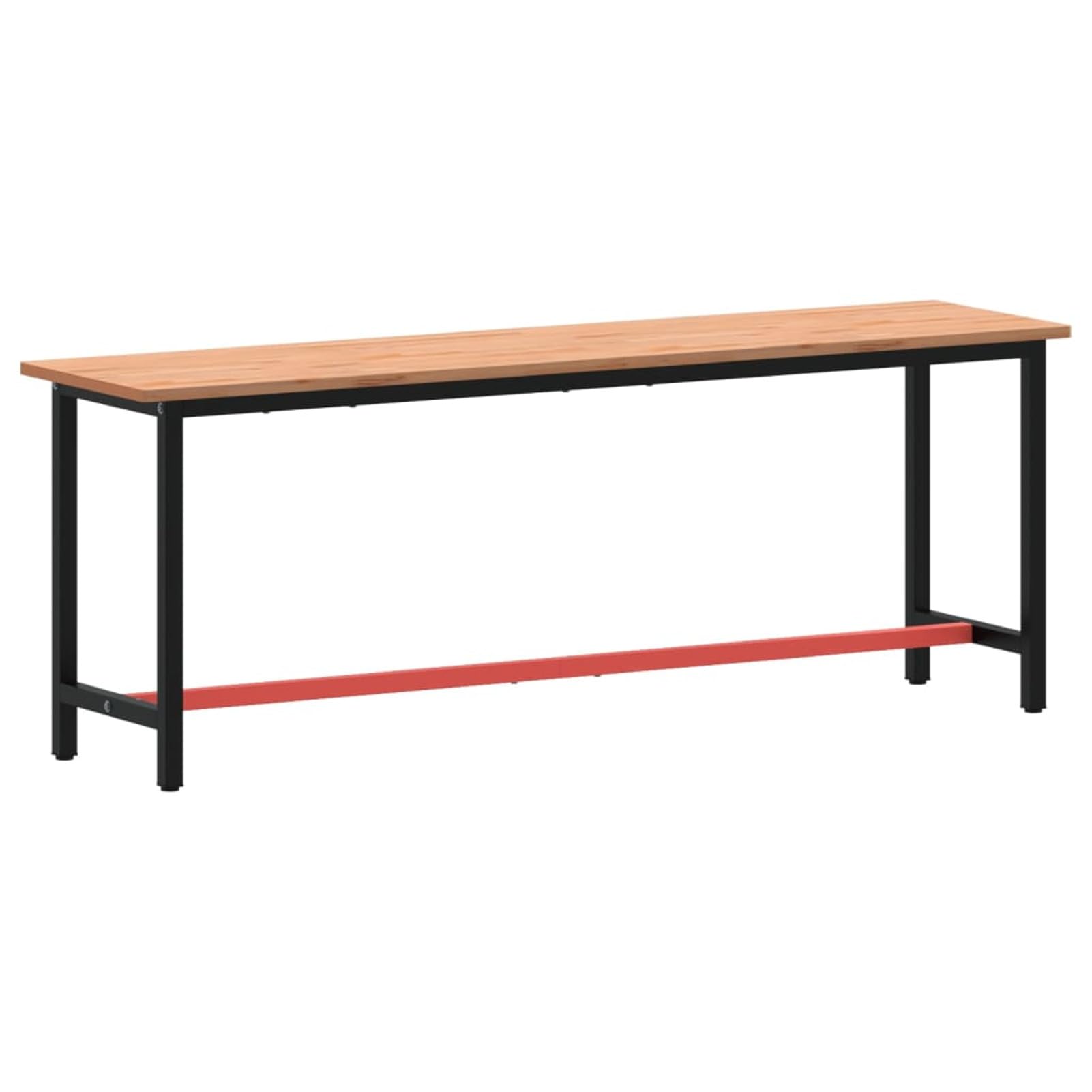 Homgoday Wystrój stołu warsztatowego 220 x 55 x 81,5 cm z litego drewna bukowego i metalowego, meble do wnętrz i na zewnątrz, wystrój domu, wyposażenie domu do wnętrz, salonu, biura