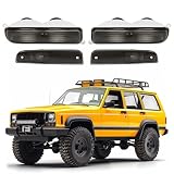 ECOTRIC Bumper Turn Signal Lights +Corner Side Marker Lamps Compatible with 1997-2001 Jeep Cherokee XJ Smoke Lens 4Pcs