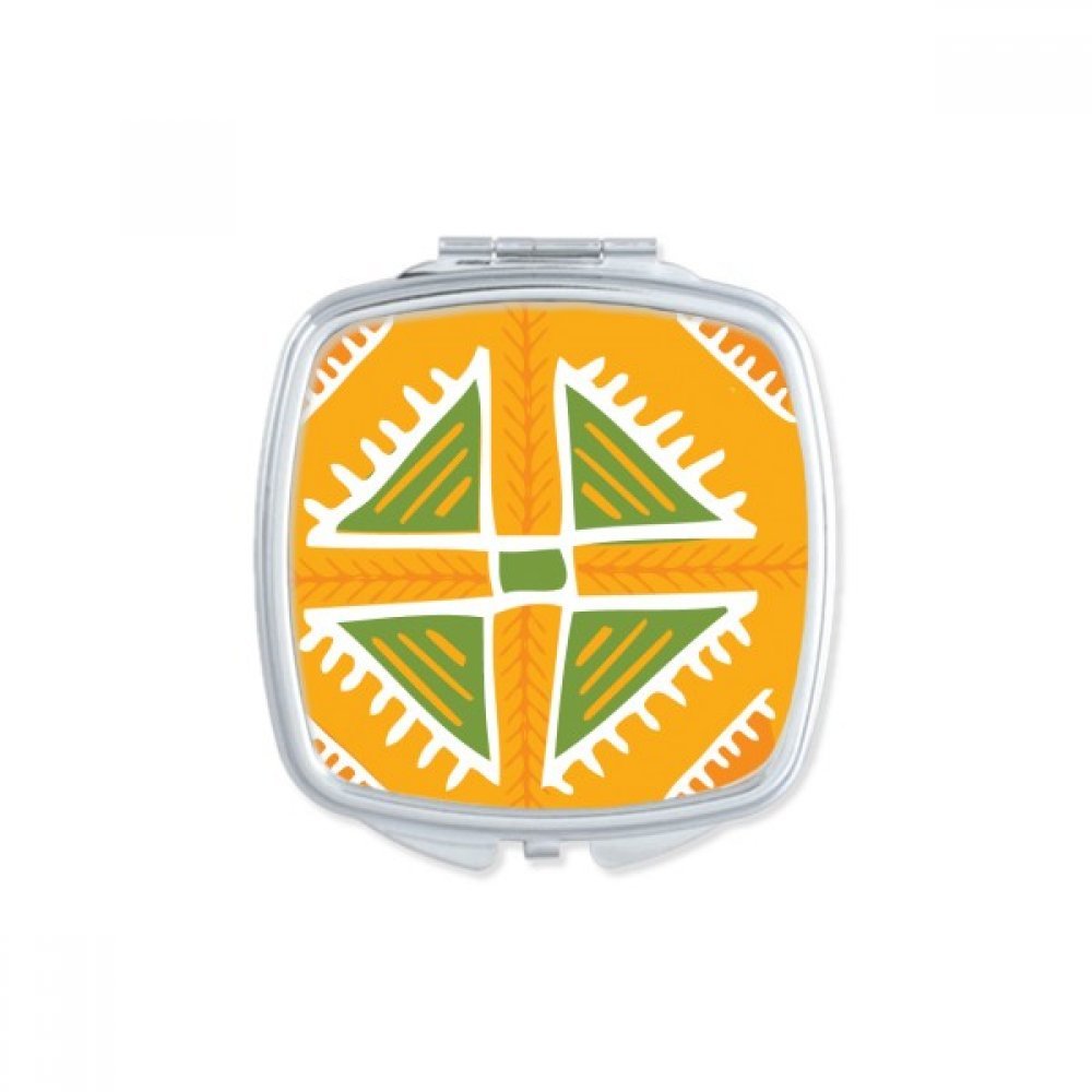 Miroir de poche triangle jaune totem mexicain, idée cadeau mignon et utile