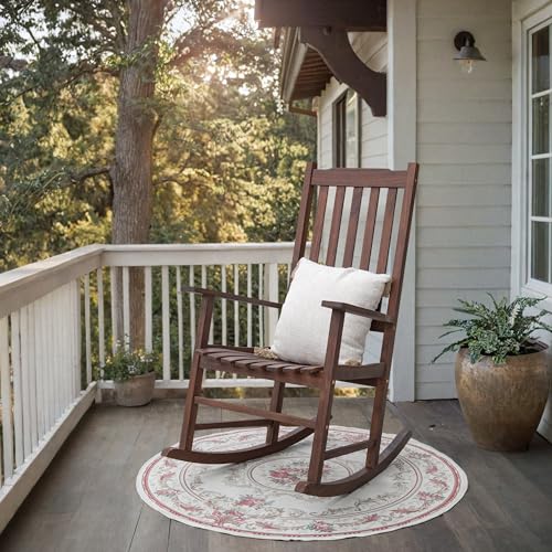 image for Greesum Outdoor Rocking Chair, Acacia High Back Oversized All-Weather 