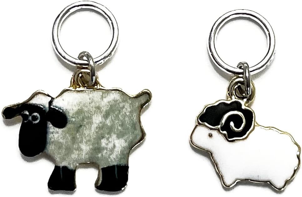 Sheep Knitting Stitch Markers with Storage Tin | Snag Free Ring Style Closed Rings for Knitting | Cute Gift for Knitters & Wool Lovers | Handmade by Pretty Warm Designs