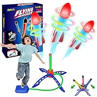 FOSUBOO Spielzeug Rakete Outdoor Spiele für Kinder, Kinderspielzeug Raketen Luftdruck Gartenspiele, Geschenke für Jungen Mädchen (3 LED Rakete,3 Schaumstoff Rakete)