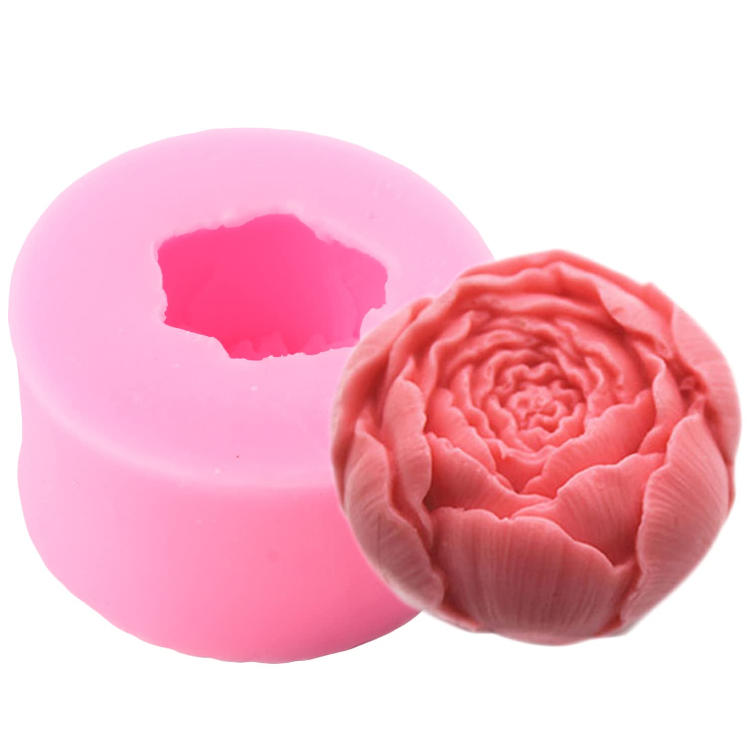 ZiXiang Molde de silicona 3D para jabón, diseño de flores de rosa, molde de silicona para fondant, molde de resina para decoración de pasteles, chocolate, caramelos, arcilla polimérica, pasta de goma