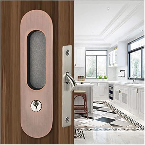 Miniatura 4 de Hardware de bloqueo de puerta de bolsillo de privacidad de 6.8 pulgadas, manija de bloqueo de puerta invisible con llaves, manija de puerta