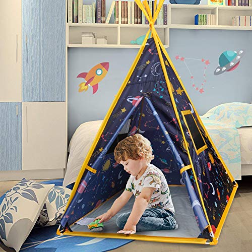 Mountrhino Kids Teepee Tent -44”X44”X61” Large Happy Hut Galaxy Space Kids Tent, Indoor Outdoor Playhouse Tents For Boys And Girls,Kids Indian Teepee Play Tent,Perfect Kid’s Gift #TOP2