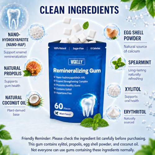 Image of Hydroxyapatite Gum with Xylitol,Remineralizing Gum Sugar-Free 60 Pcs