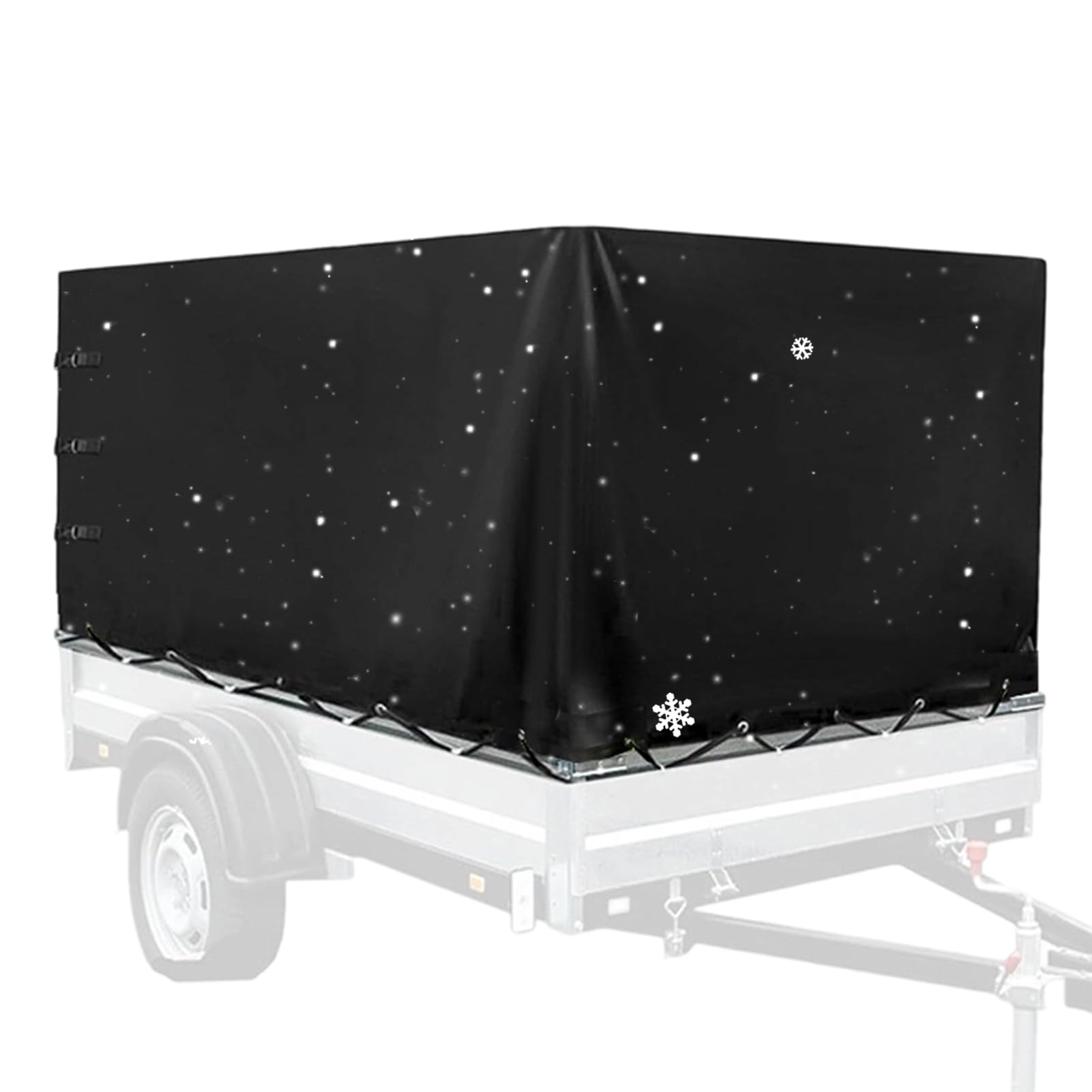 Anhängerplane Hochplane 210x114x90 cm – Wasserdichtes 600D Oxford Gewebe – Reißfeste Anhängerabdeckung UV-Schutz LKW Abdeckplane mit Gummigurt – Schwarz Schutzhaube für PKW Anhänger & Trailer