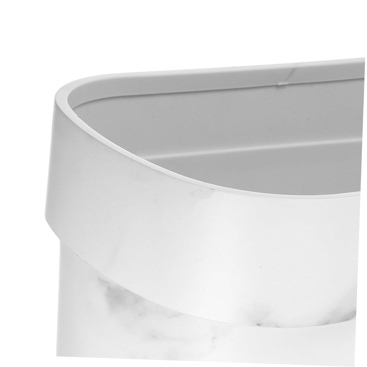 Marble Pattern Plastic Wastebasket Oval Narrow Garbage Bin Open Top Rubbish Container for Bathroom Bedroom Hotel Kitchen Modern Decor Stain Resistant