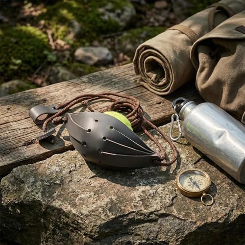 Hikoun Leather Throwing Sling Old-Fashioned Slingshot Shepherd Sling Handmade Paracord — view 6