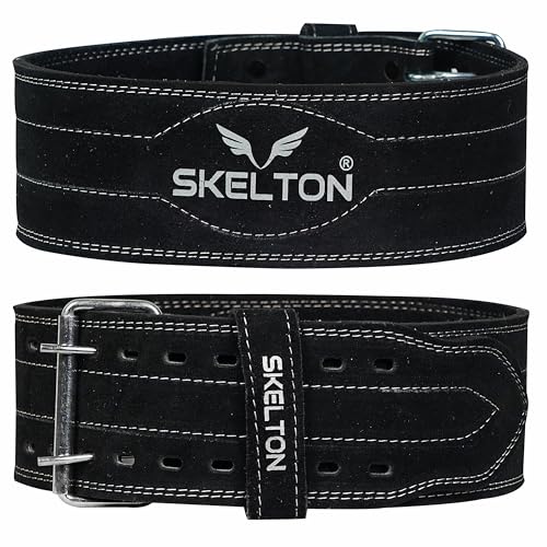 Skelton Weight Lifting Gym Belt | Weight Lifting Belt for Heavy Workout for Men & Women | Heavy Weight Lifting Belt | Dead Lift Belt | (Black, M)