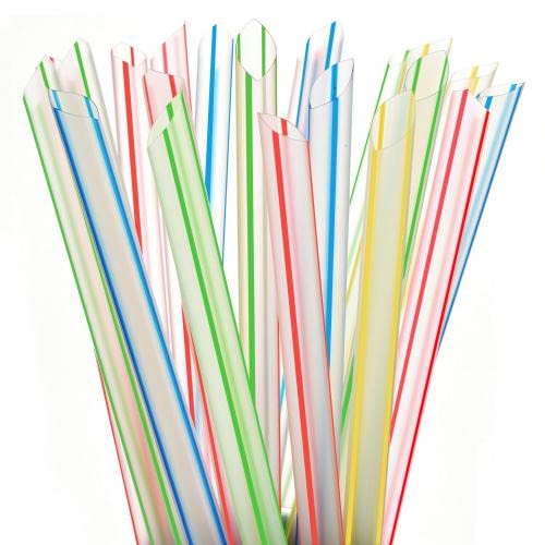 Pitillos Boba Clear con Raya de Color 8" x 1/2" miniatura 5