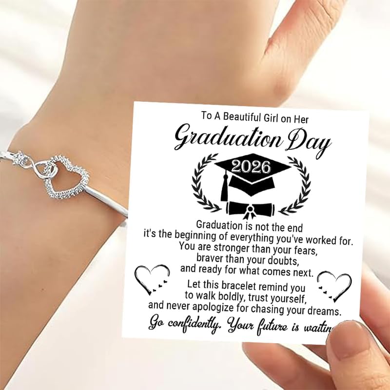 Graduation Bracelet Gift with Inspirational Message Card, Meaningful Keepsake Jewelry for Graduate, Graduation Gift for Her, Daughter, Student, Young Woman