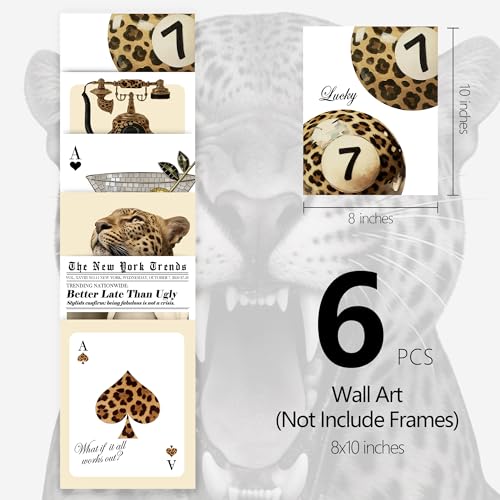 GMCDFHRQ Modern Neutral Stockholm Room Decor Wall Art, Luxury Aesthetic Posters, Fashion Editorial Leopard Typography Wall Decor for Bedroom Apartment Dorm, 8x10 Inch, Set of 6, Unframed (030) by GMCDFHRQ - Used condition - Image 2