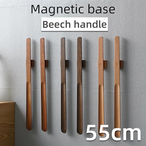 Drewniana łyżka do butów o długości 55 cm z uchwytem i magnesem – łatwe zakładanie i zdejmowanie dla mężczyzn i kobiet – ergonomiczna konstrukcja ułatwiająca zakładanie obuwia (A)