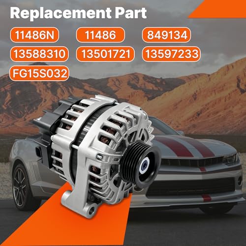 Image of 13597233 Alternator 150A 12V Compatible with 2010-2015 Chevrolet Camaro | SS 1SS 2SS V8 6.2L Replace 11486 11486N 849134 13588310 13501721 FG15S032