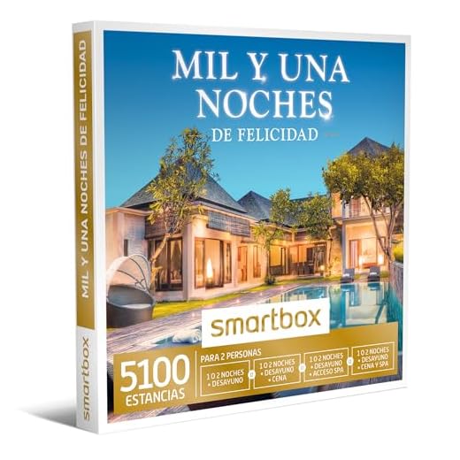 Smartbox - Caja Regalo Mil y una Noches de Felicidad - Idea de Regalo para Parejas - 1 Noche con Desayuno y Cena o SPA para 2 Personas