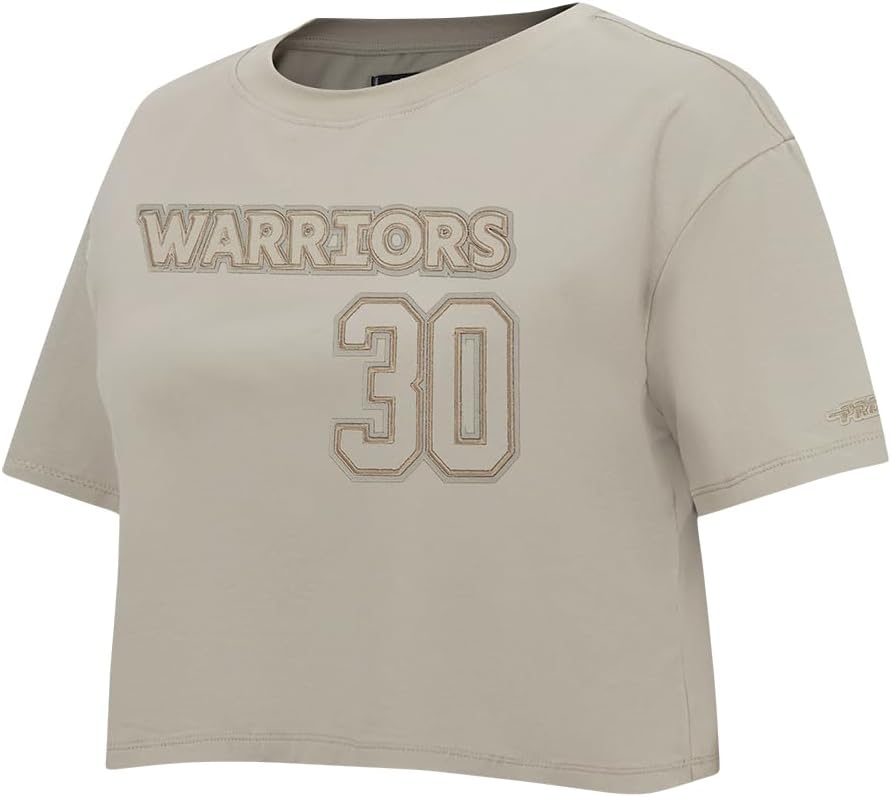 Pro Standard NBA Womens Womens NBA Golden State Warriors Neutrals Player Cotton Short Sleeve Boxy Tee - Image 3