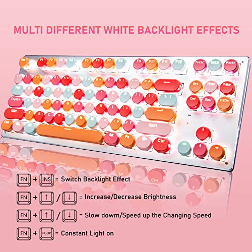 Bluetooth Mechanical Gaming Keyboard With Led Backlit 87 Anti-Ghosting Key Ergonomic Metal Plate Wired/Wireless 2.4Ghz Usb Receiver Rechargeable 3300Mah Battery For Pc Mac Gamer (Red Mix/Blue Switch) #TOP2