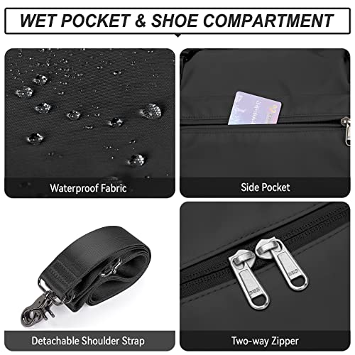 Gym Bag For Men Women,Small Fitness Workout Sports Duffle Bag With Wet Pocket & Shoes Compartment, Waterproof Overnight Weekender Duffel Bags For Traveling Black #TOP6